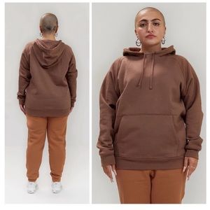 Girlfriend collective coffee 50/50 relaxed fit pullover hoodie